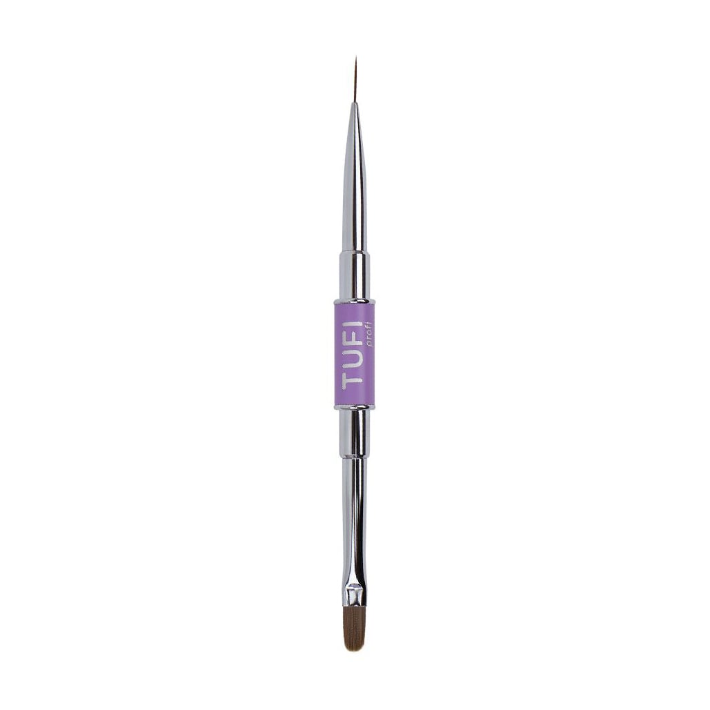 Двосторонній пензлик для дизайну нігтів Tufi Profi Double-Ended Manicure Brush гель/лайнер (0327445)